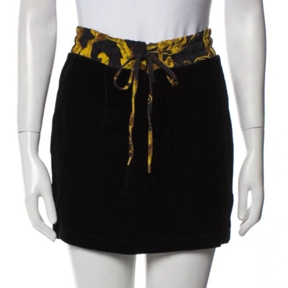 Versace Jeans Collection Velvet Black Mini Skirt - Picture 3 of 9
